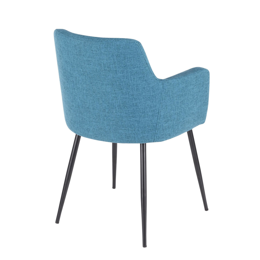 Andrew Chair - Set of 2 - Black Metal, Teal Fabric