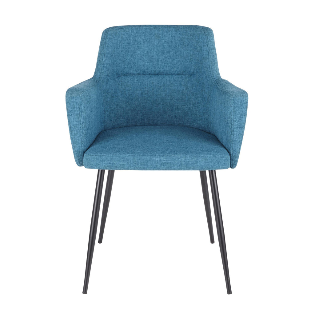 Andrew Chair - Set of 2 - Black Metal, Teal Fabric
