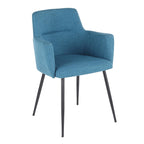 Andrew Chair - Set of 2 - Black Metal, Teal Fabric
