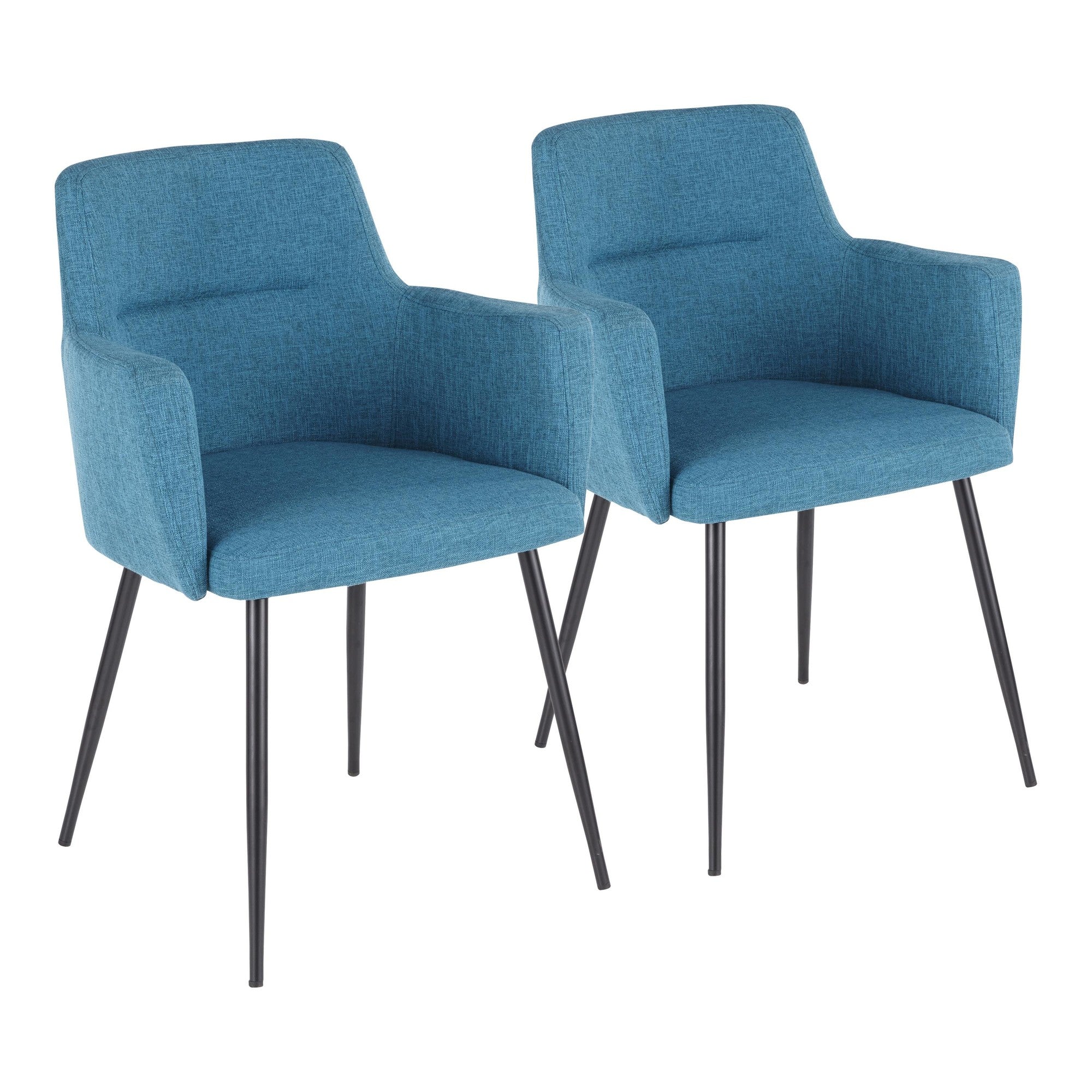Andrew Chair - Set of 2 - Black Metal, Teal Fabric
