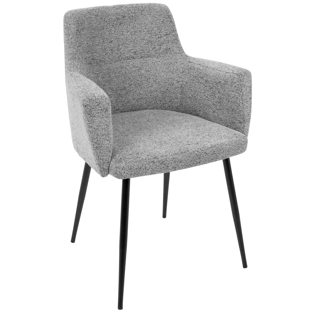 Andrew Chair - Set of 2 - Black Metal, Grey Fabric