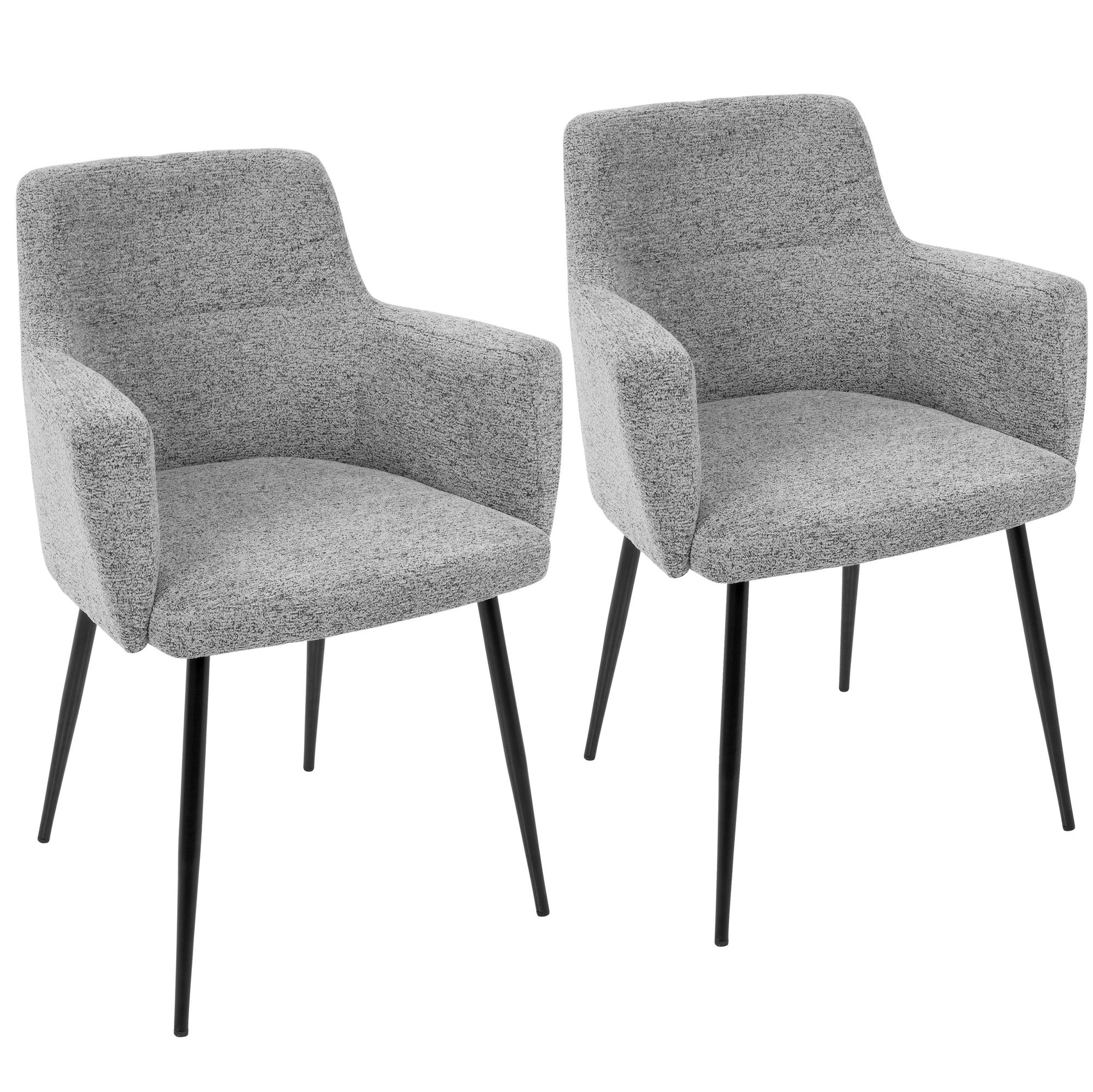 Andrew Chair - Set of 2 - Black Metal, Grey Fabric