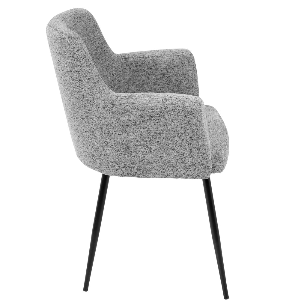 Andrew Chair - Set of 2 - Black Metal, Grey Fabric