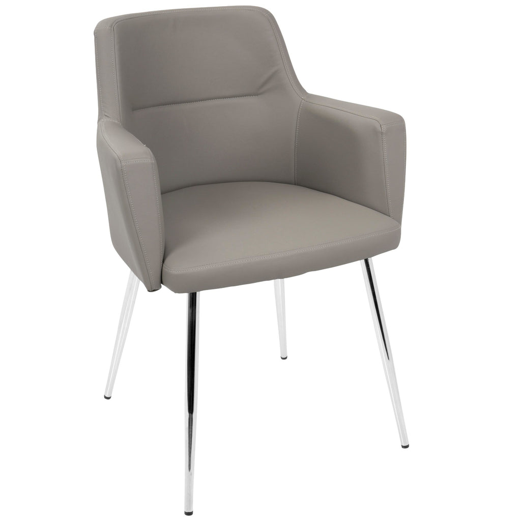 Andrew Chair - Set of 2 - Chrome, Grey PU