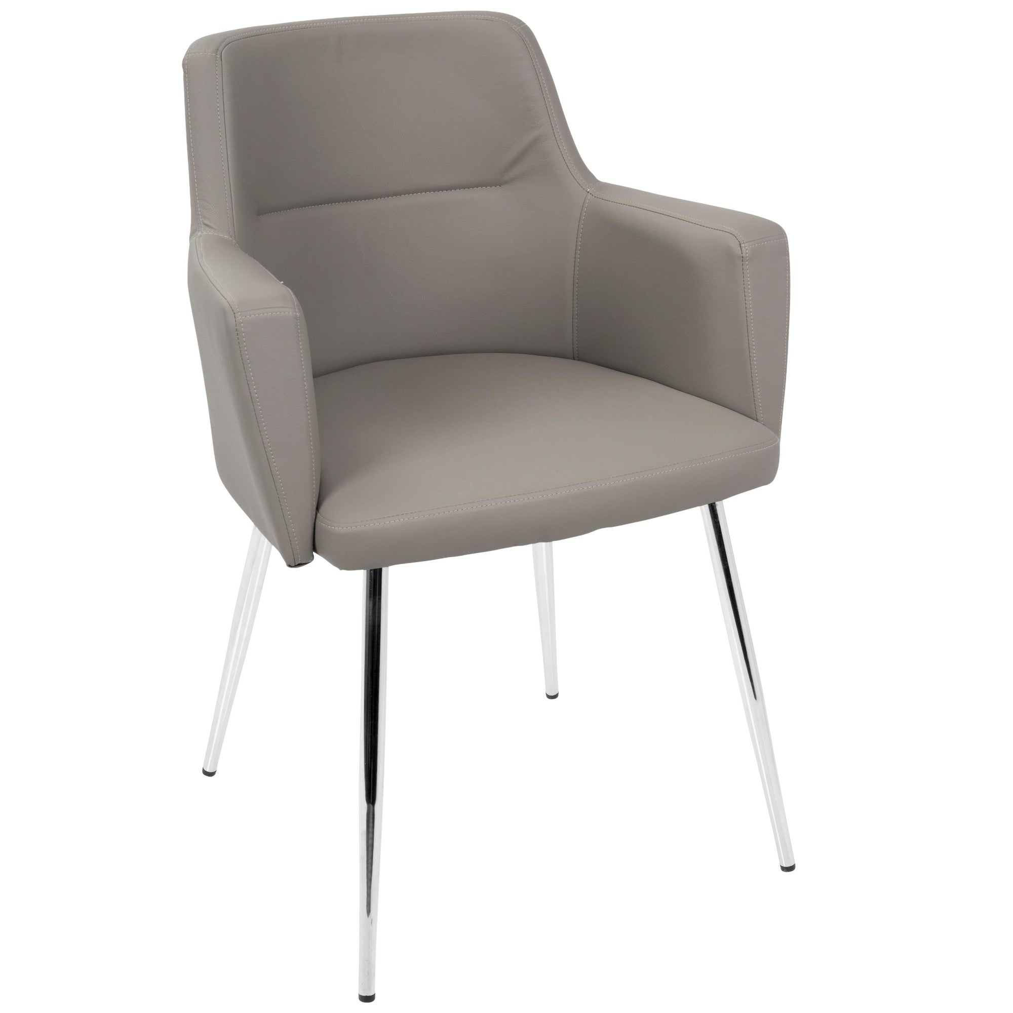 Andrew Chair - Set of 2 - Chrome, Grey PU
