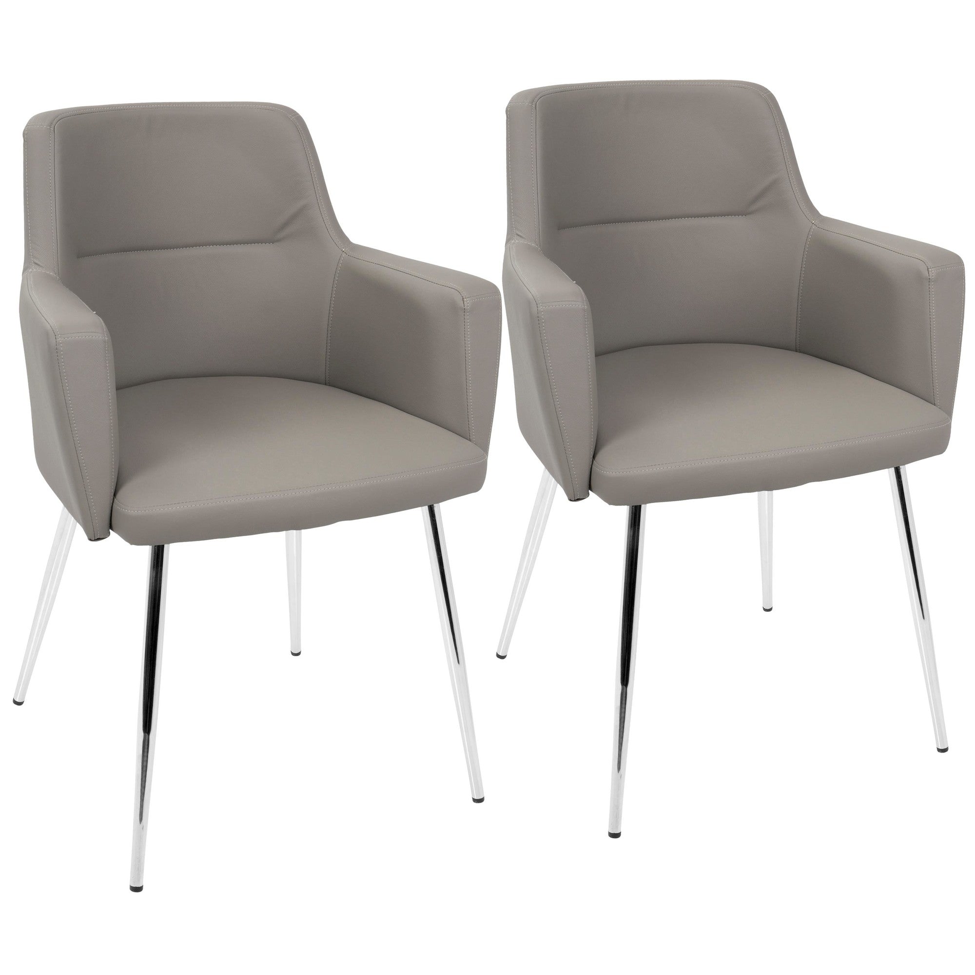 Andrew Chair - Set of 2 - Chrome, Grey PU