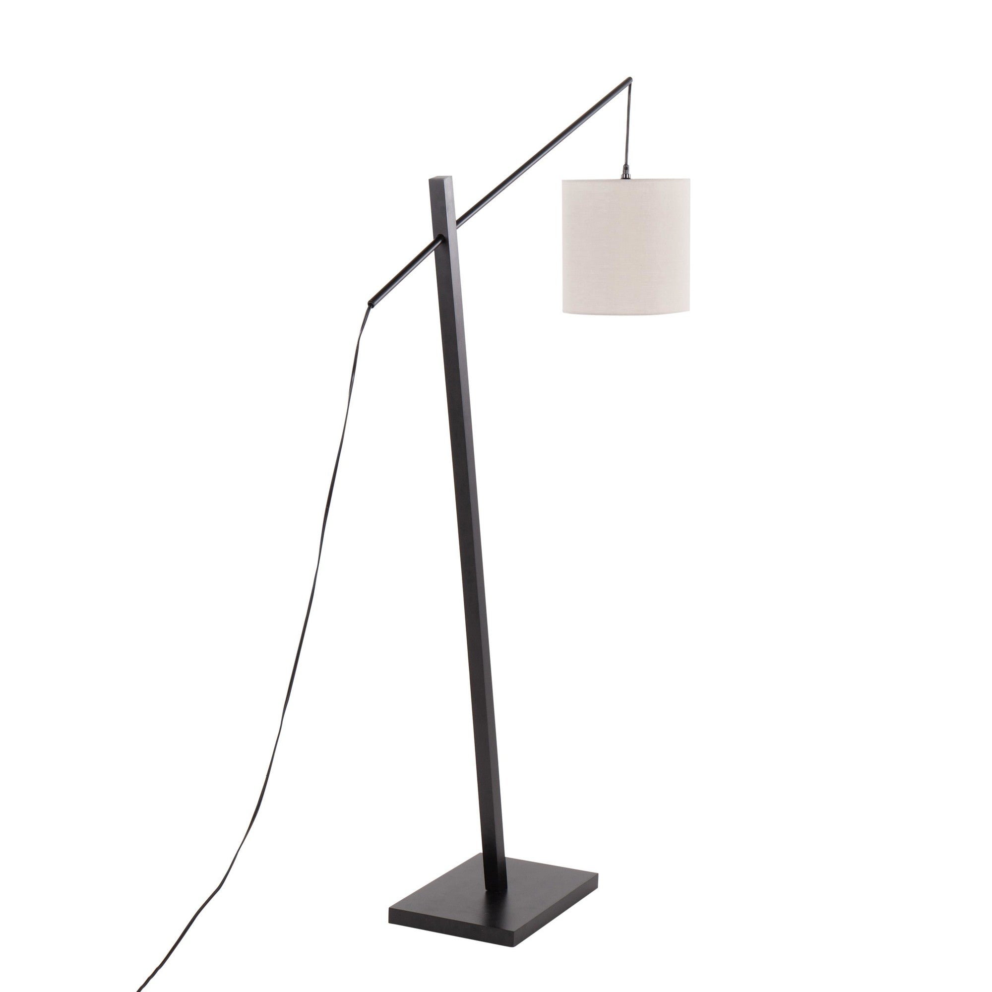 Arturo Floor Lamp - Black Wood, Black Steel, Grey Fabric