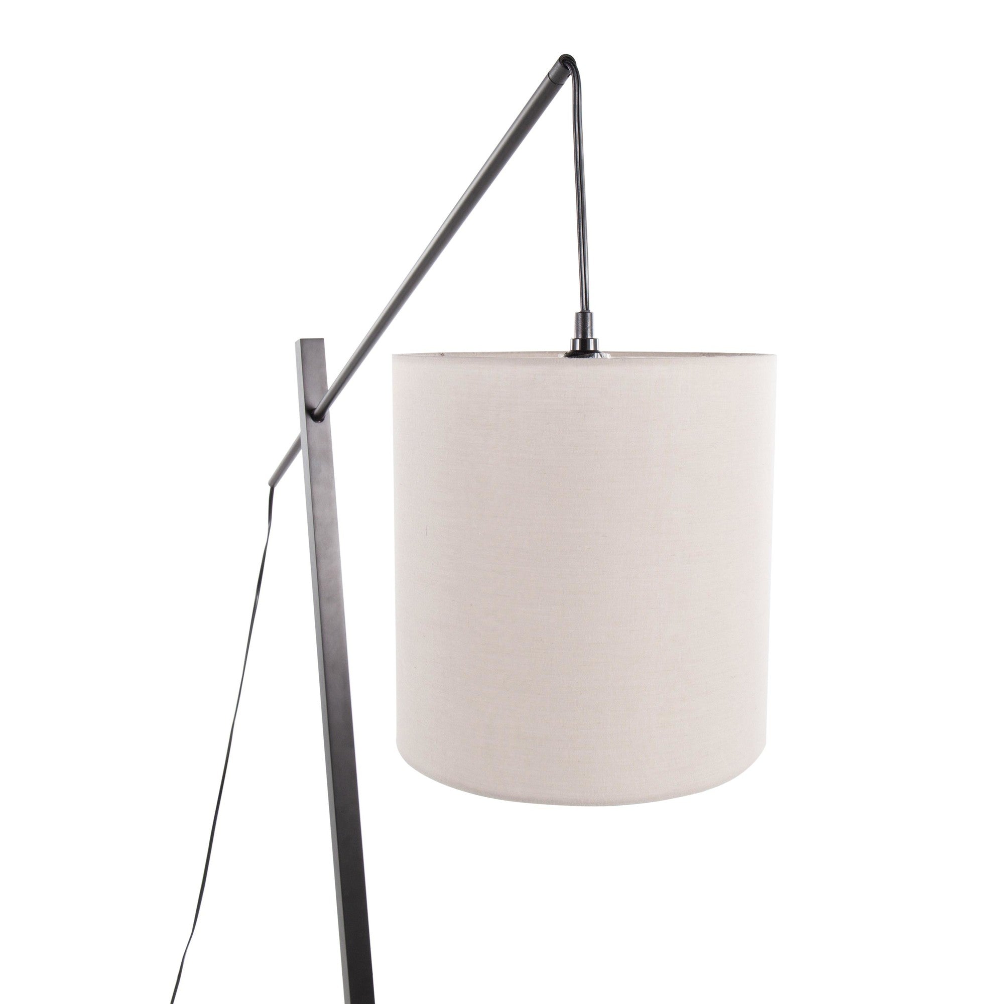 Arturo Floor Lamp - Black Wood, Black Steel, Grey Fabric