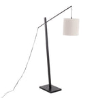 Arturo Floor Lamp - Black Wood, Black Steel, Grey Fabric