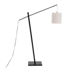 Arturo Floor Lamp - Black Wood, Black Steel, Grey Fabric