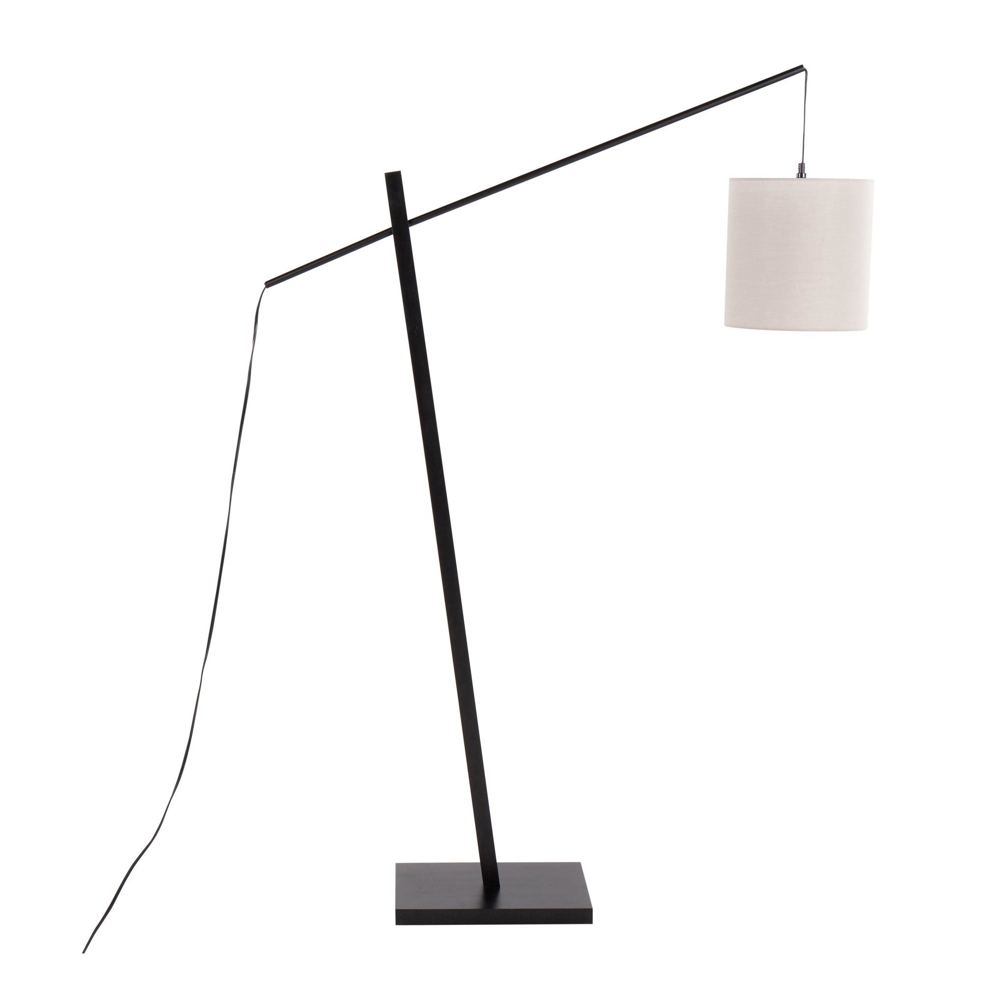 Arturo Floor Lamp - Black Wood, Black Steel, Grey Fabric