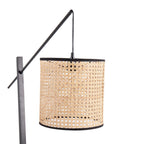 Arturo Floor Lamp - Black Wood, Black Steel, Rattan