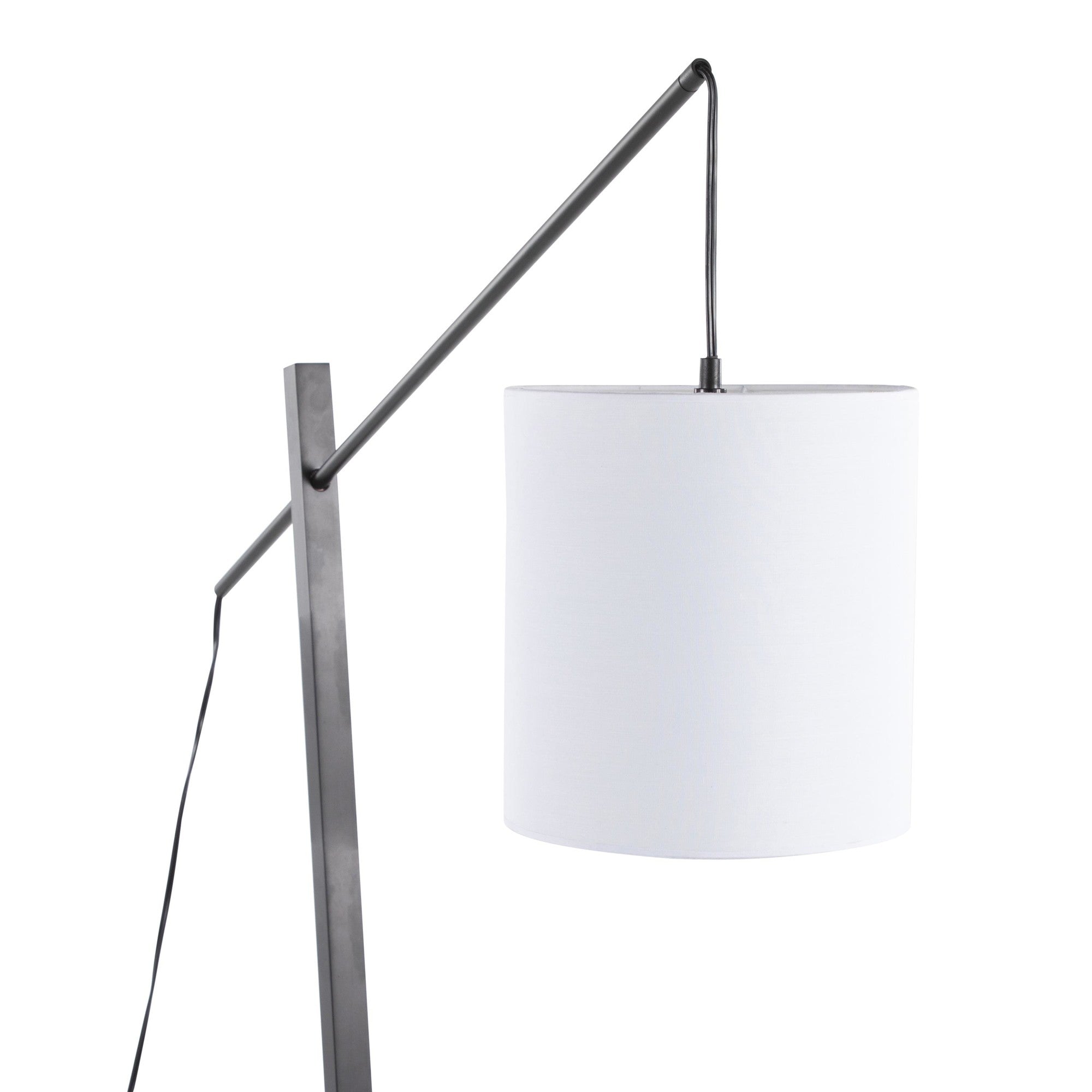 Arturo Floor Lamp - Black Wood, Black Steel, White Fabric