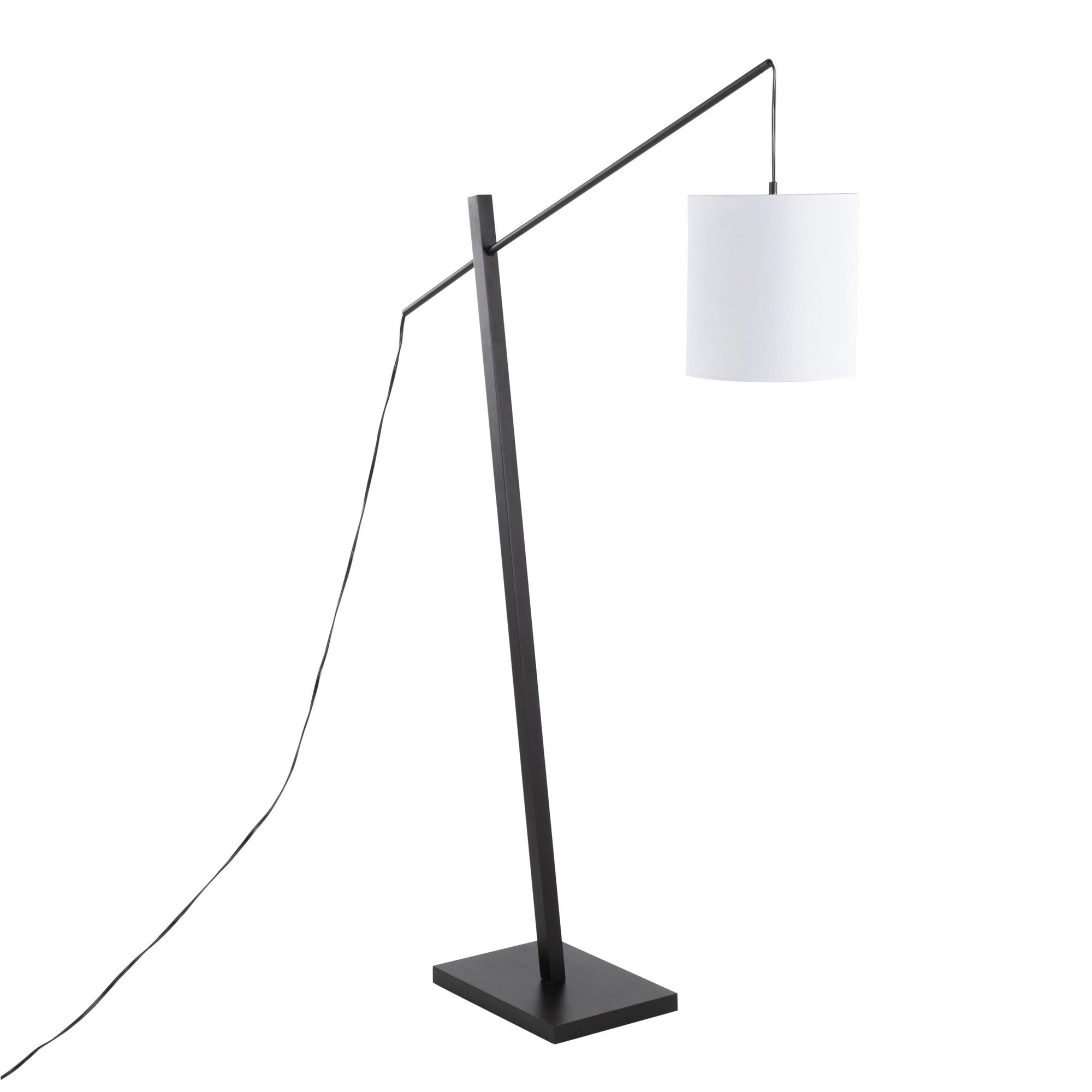 Arturo Floor Lamp - Black Wood, Black Steel, White Fabric