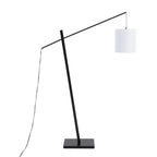 Arturo Floor Lamp - Black Wood, Black Steel, White Fabric