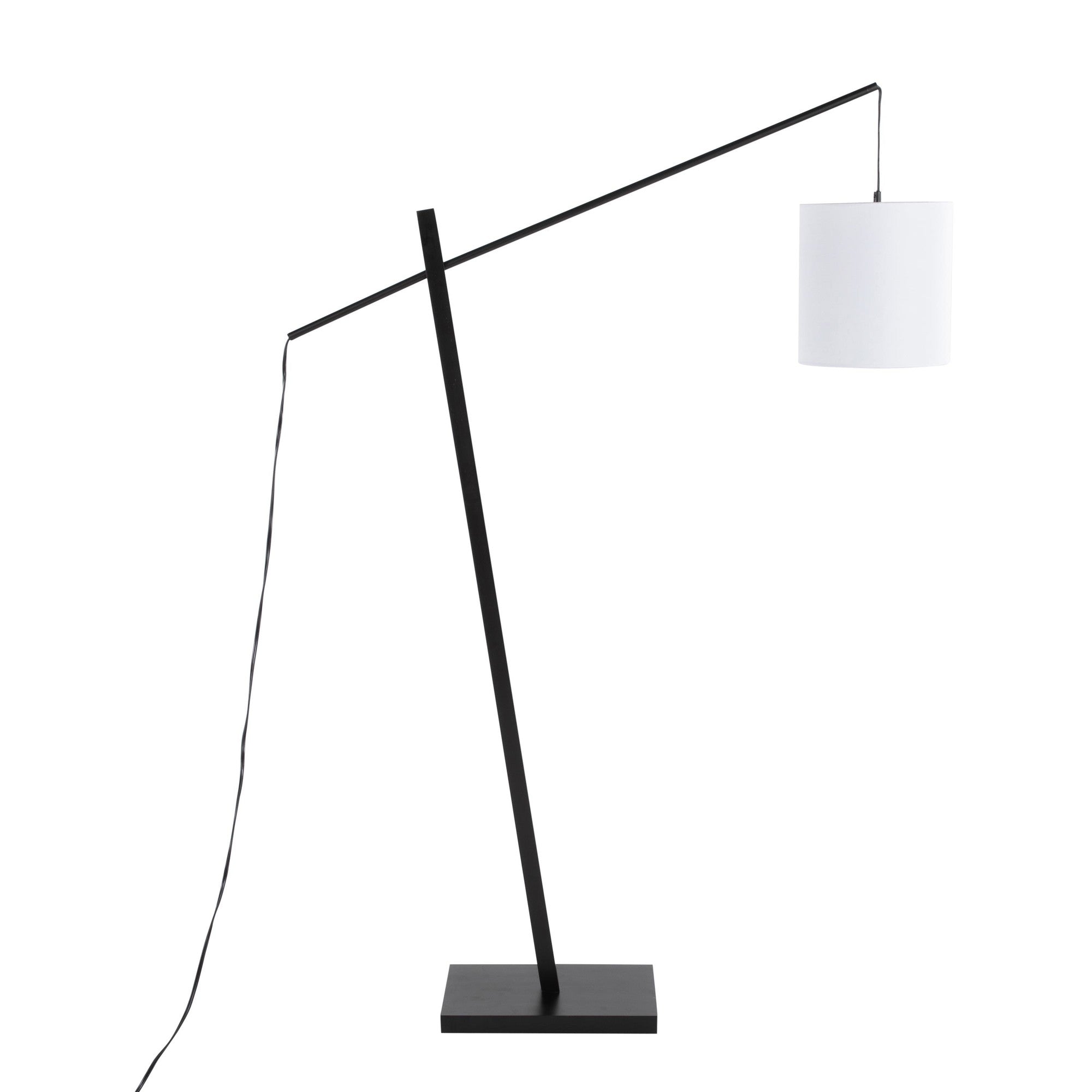 Arturo Floor Lamp - Black Wood, Black Steel, White Fabric