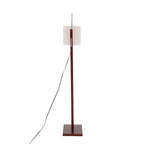 Arturo Floor Lamp - Walnut Wood, Satin Nickel, Grey Fabric