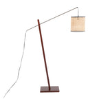 Arturo Floor Lamp - Walnut Wood, Satin Nickel, Rattan