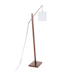Arturo Floor Lamp - Walnut Wood, Satin Nickel, White Fabric