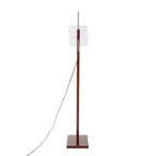 Arturo Floor Lamp - Walnut Wood, Satin Nickel, White Fabric