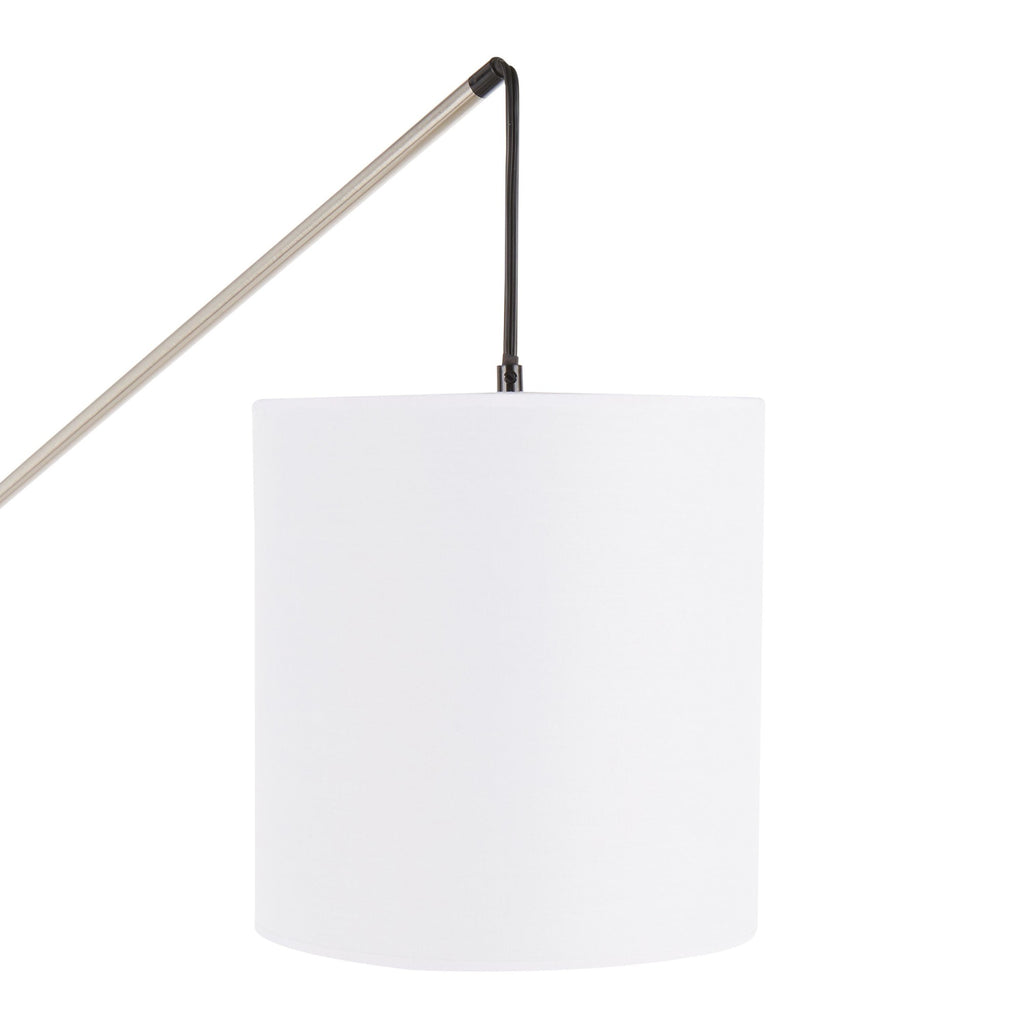 Arturo Floor Lamp - Walnut Wood, Satin Nickel, White Fabric
