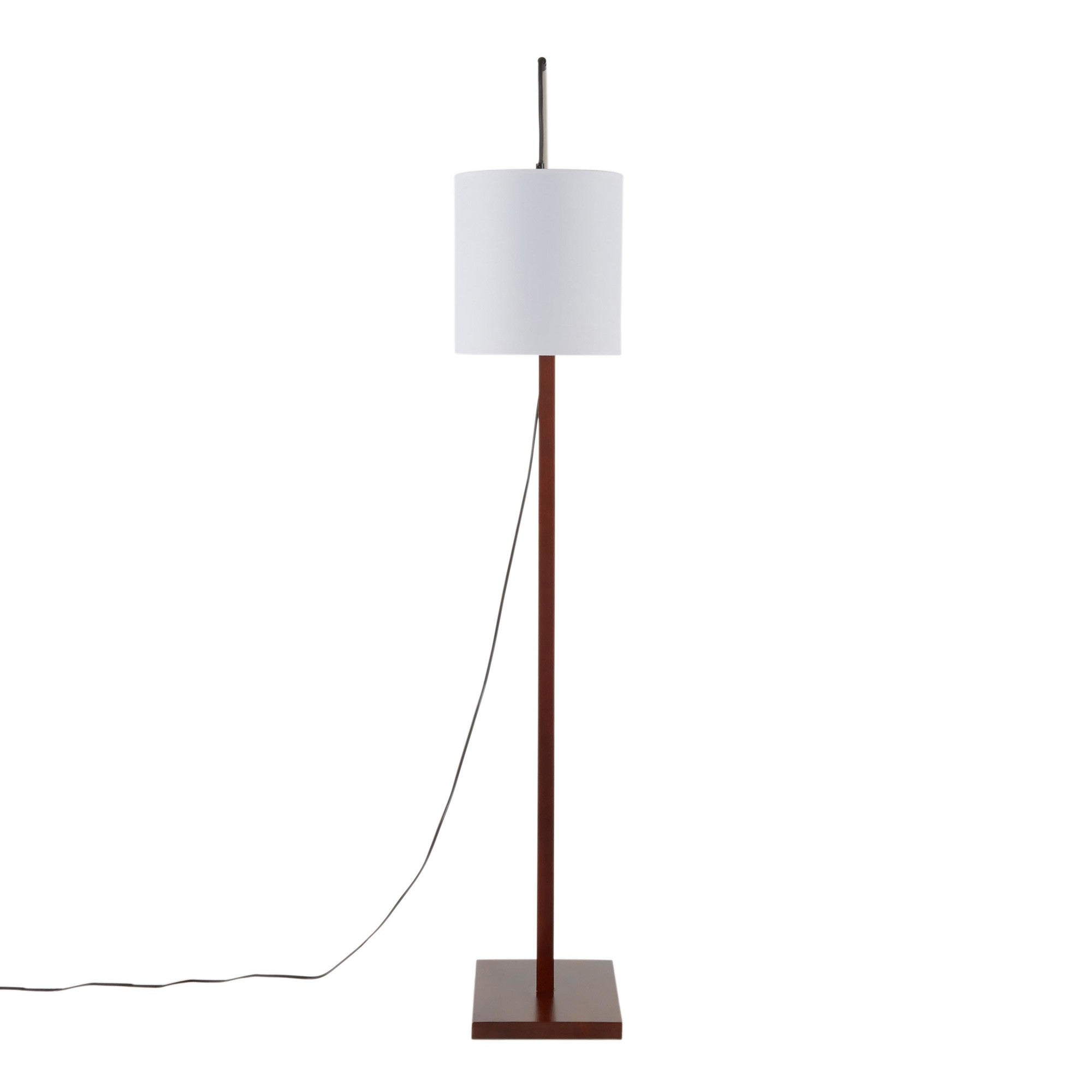 Arturo Floor Lamp - Walnut Wood, Satin Nickel, White Fabric