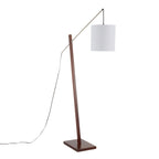 Arturo Floor Lamp - Walnut Wood, Satin Nickel, White Fabric