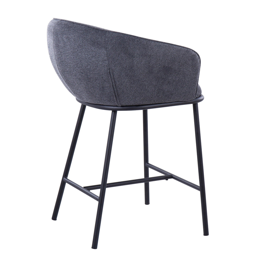 Ashland Counter Stool - Set of 2 - Black Steel, Charcoal Fabric