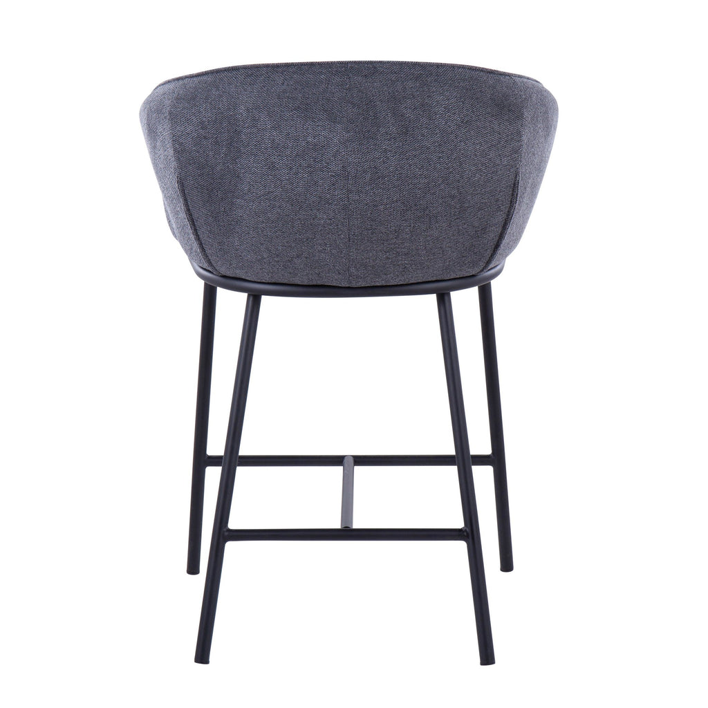 Ashland Counter Stool - Set of 2 - Black Steel, Charcoal Fabric