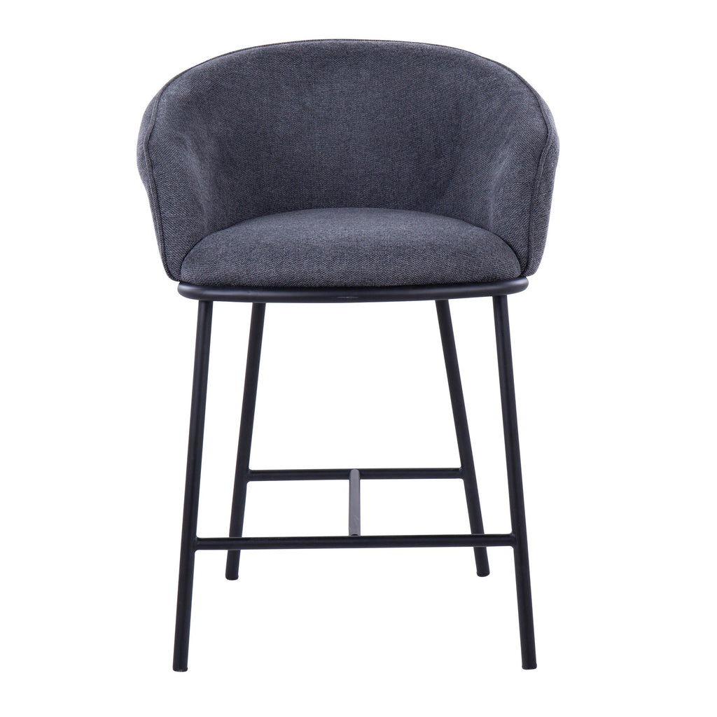 Ashland Counter Stool - Set of 2 - Black Steel, Charcoal Fabric