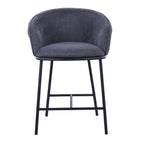 Ashland Counter Stool - Set of 2 - Black Steel, Charcoal Fabric