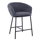 Ashland Counter Stool - Set of 2 - Black Steel, Charcoal Fabric