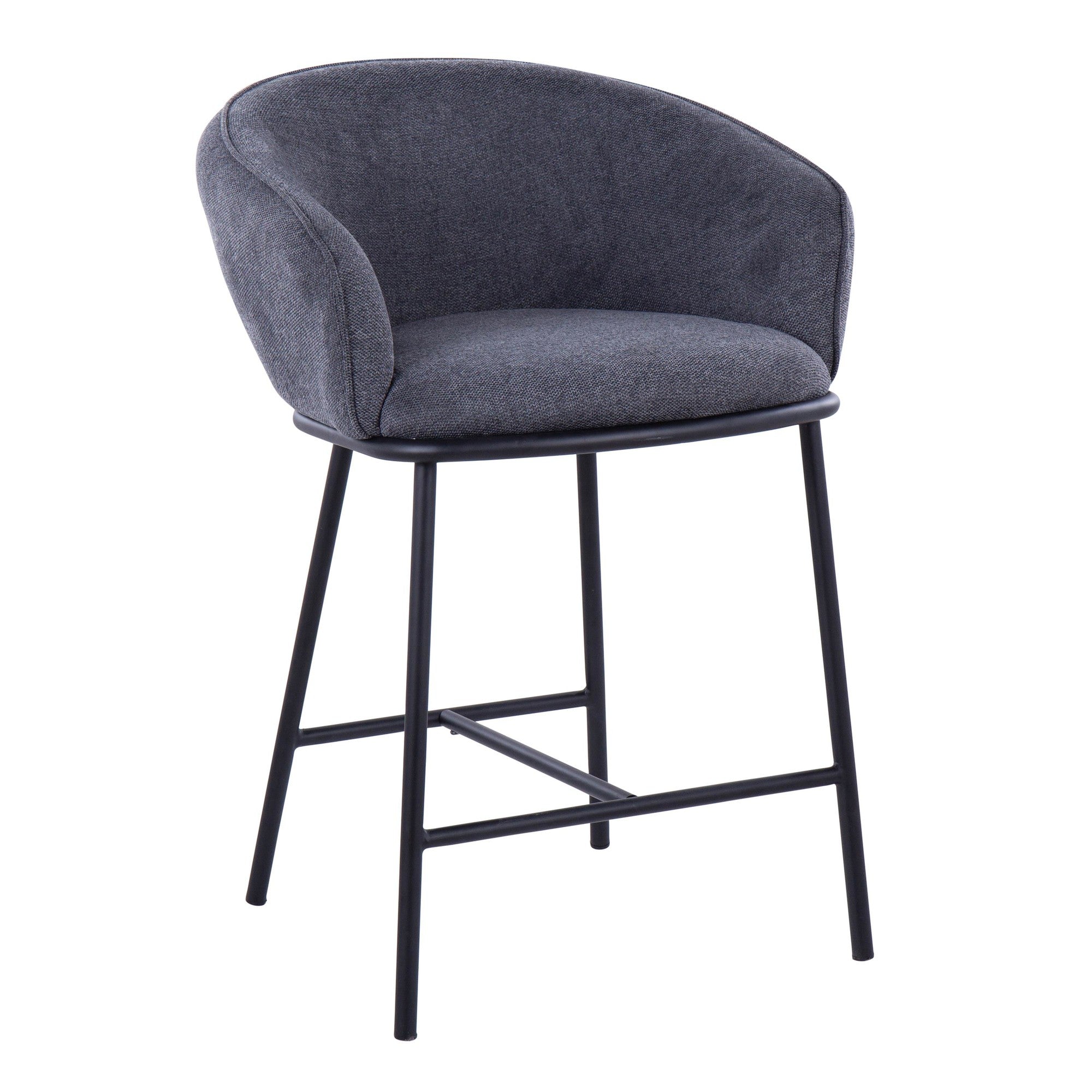 Ashland Counter Stool - Set of 2 - Black Steel, Charcoal Fabric