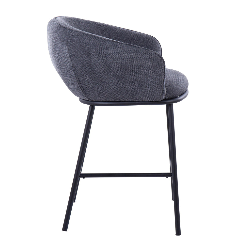 Ashland Counter Stool - Set of 2 - Black Steel, Charcoal Fabric