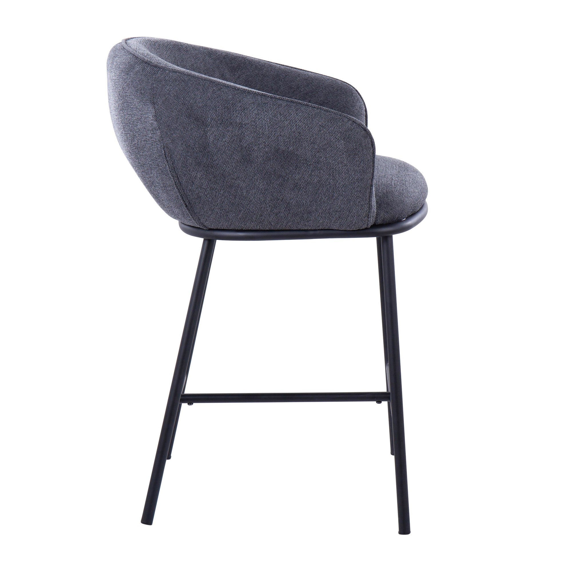 Ashland Counter Stool - Set of 2 - Black Steel, Charcoal Fabric