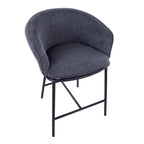 Ashland Counter Stool - Set of 2 - Black Steel, Charcoal Fabric
