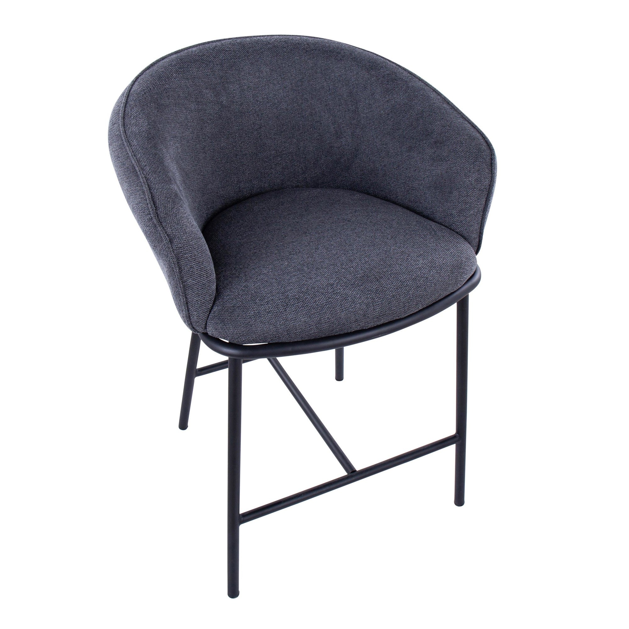 Ashland Counter Stool - Set of 2 - Black Steel, Charcoal Fabric