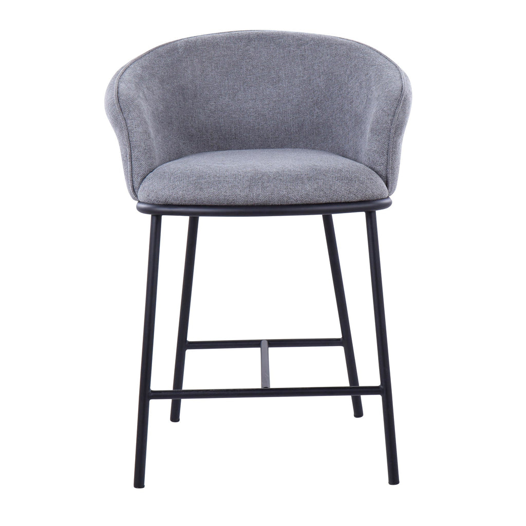 Ashland Counter Stool - Set of 2 - Black Steel, Grey Fabric