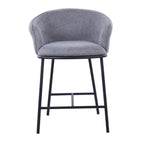 Ashland Counter Stool - Set of 2 - Black Steel, Grey Fabric