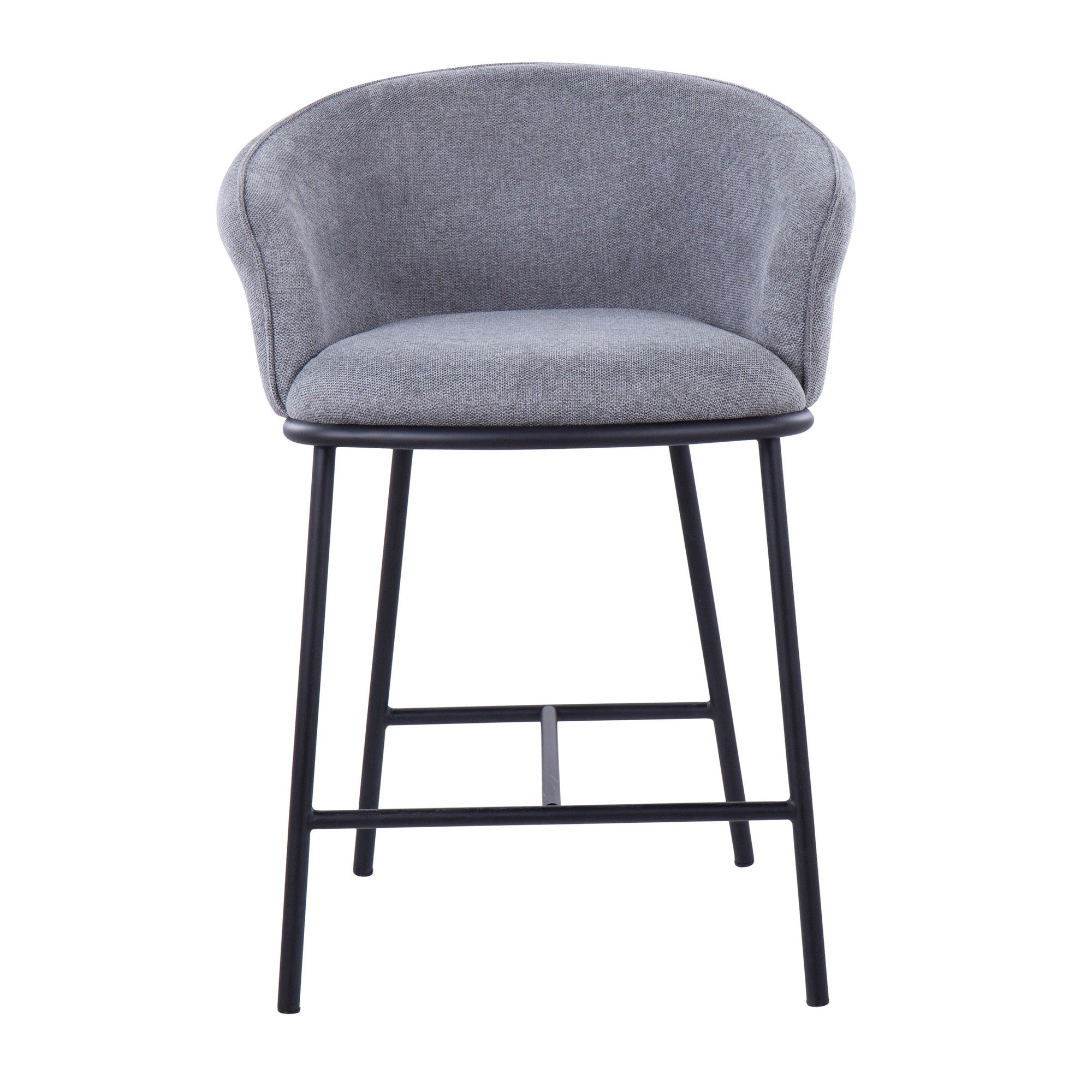 Ashland Counter Stool - Set of 2 - Black Steel, Grey Fabric