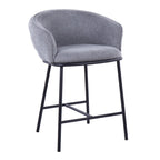 Ashland Counter Stool - Set of 2 - Black Steel, Grey Fabric