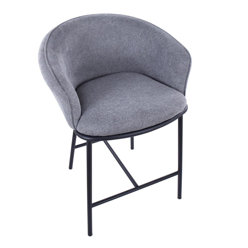 Ashland Counter Stool - Set of 2 - Black Steel, Grey Fabric