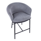 Ashland Counter Stool - Set of 2 - Black Steel, Grey Fabric