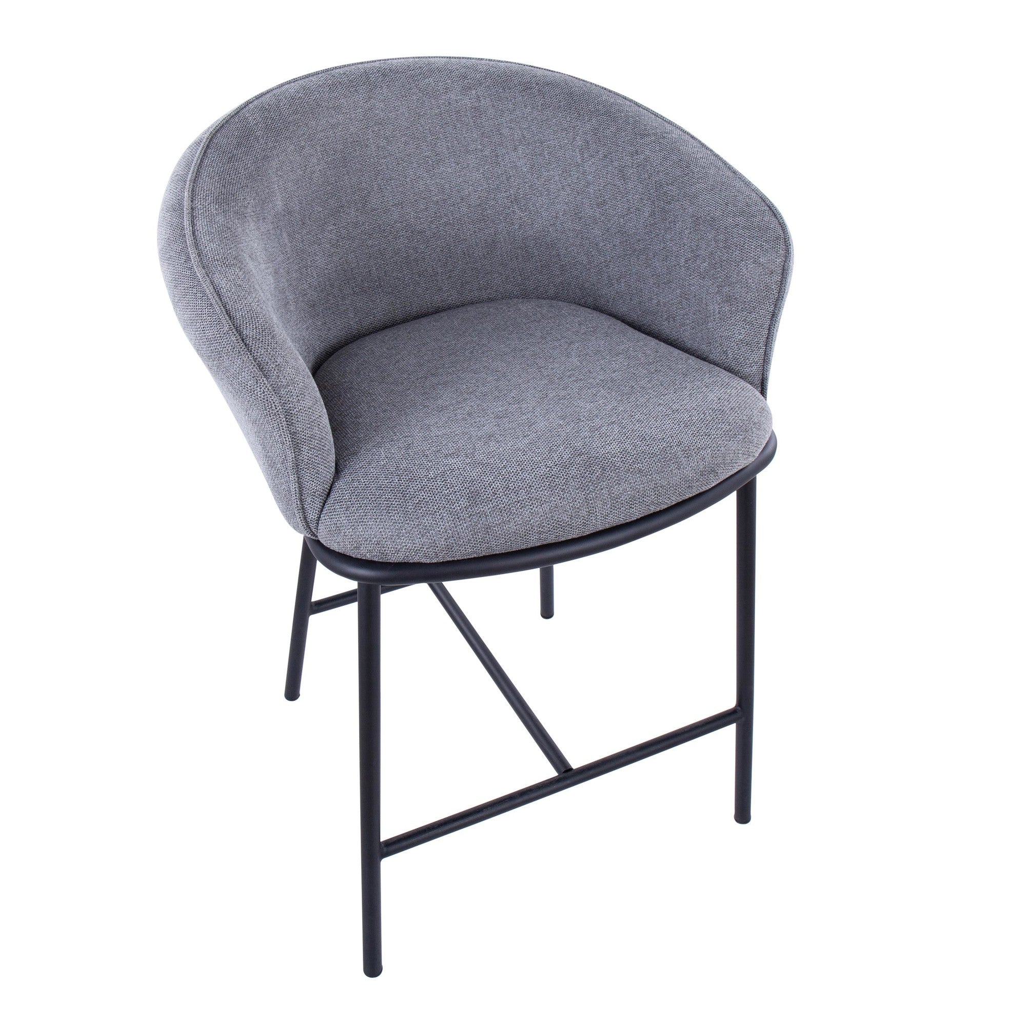 Ashland Counter Stool - Set of 2 - Black Steel, Grey Fabric