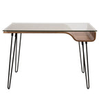 Avery Desk - Black Metal, Walnut Wood, Clear Glass