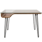 Avery Desk - Black Metal, Walnut Wood, Clear Glass