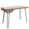 Avery Desk - Black Metal, Walnut Wood, Clear Glass