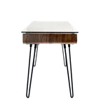 Avery Desk - Black Metal, Walnut Wood, Clear Glass