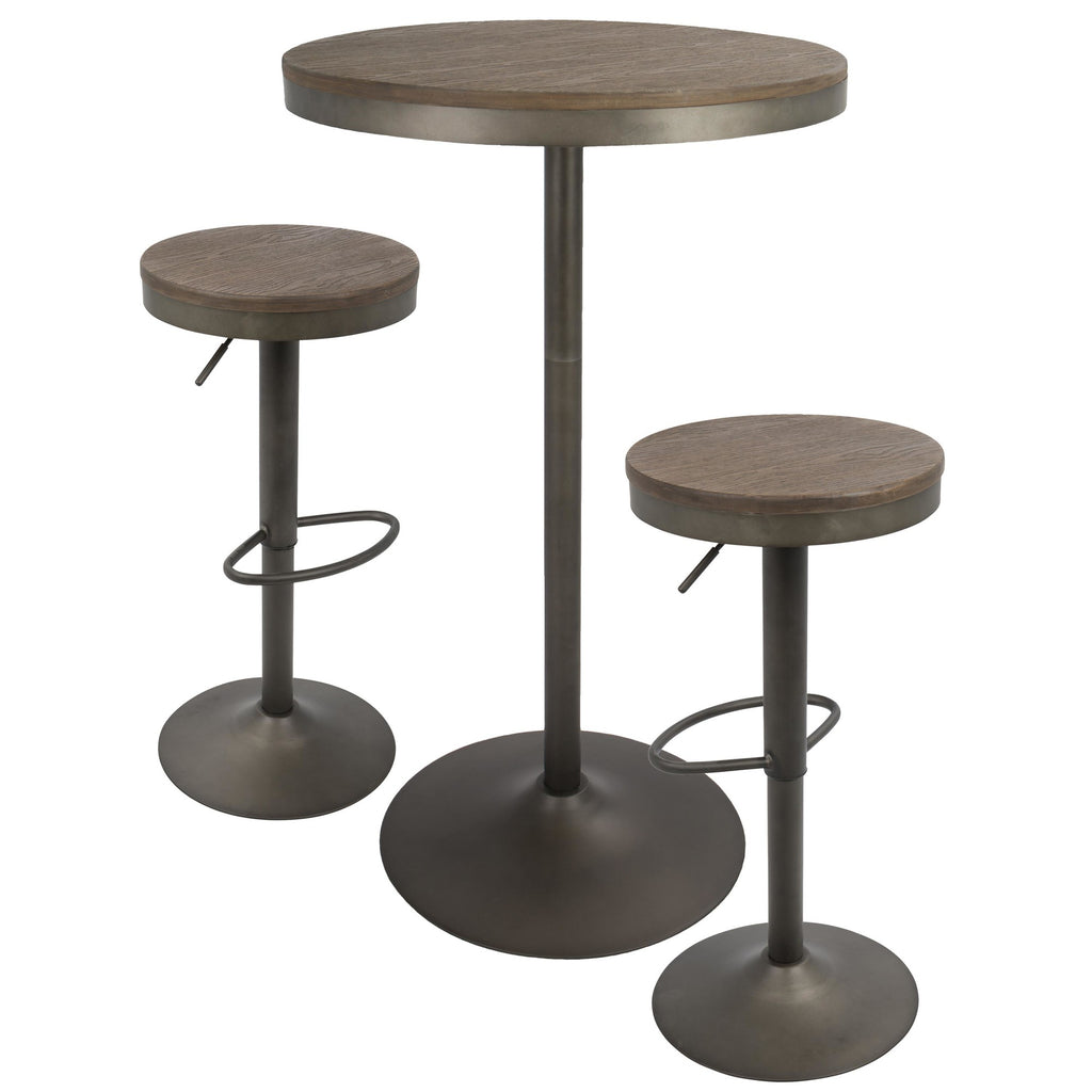 Dakota Pub Set - Antique Metal, Brown Bamboo