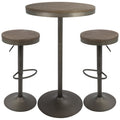 Dakota Pub Set - Antique Metal, Brown Bamboo